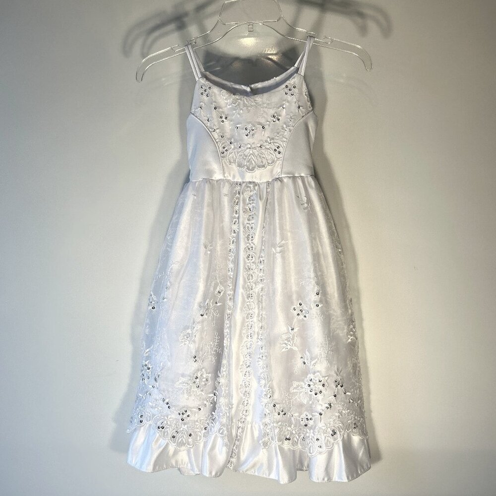 Source Unknown White Floral Kids Formal Dress